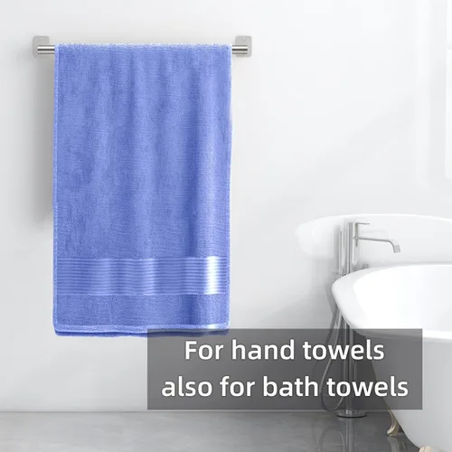 Miniatura 9 de Toallero de baño, toallero de 24 pulgadas para montaje en pared de baño, organizador resistente para toallas de mano de baño, barra de toalla Plata