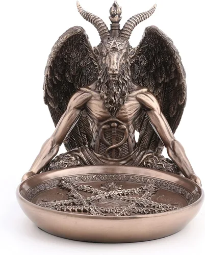 Miniatura 2 de Veronese Design Bandeja de altar de Baphomet de 5 3/4 pulgadas de alto, estatua de Polystone, acabado de bronce