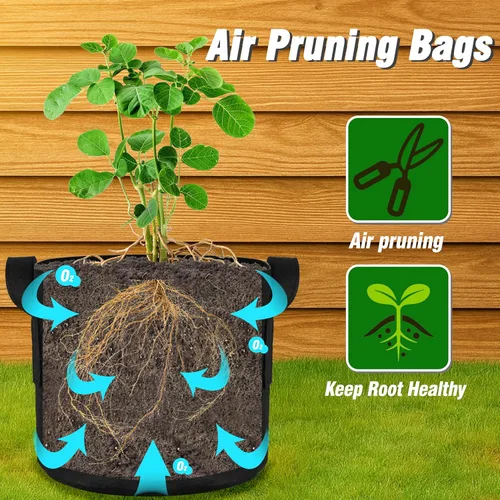 Miniatura 5 de Paquete de 12 bolsas de cultivo no tejidas de 1 galón, macetas de tela de aireación resistentes con asas duraderas, vienen con 12 etiquetas