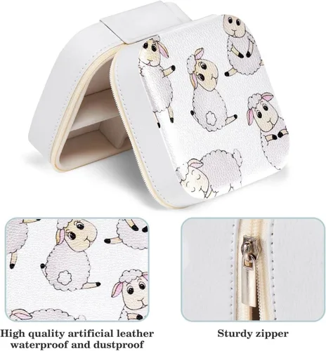 Miniatura 5 de Caja organizadora de joyas de piel sintética pequeña, bonita oveja