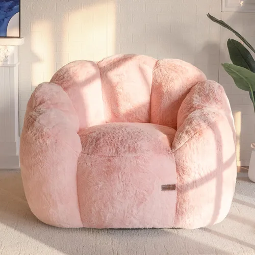 Miniatura 16 de MAXYOYO Puf para adultos, sofá puff en forma de floral, sofá de piel sintética ultrasuave, silla de lectura grande para sala de estar, dormitorio