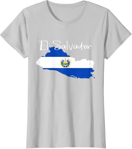 Miniatura 23 de Camiseta con la bandera de El Salvador, mapa de El Salvador, camiseta de Salvador para mujer