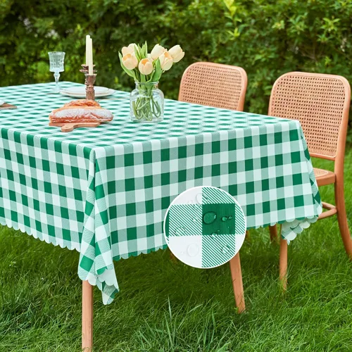 Miniatura 39 de MANGATA CASA Mantel de cuadros rosa para mesas cuadradas, mantel a cuadros, impermeable, para cocina y mesa, mantel de poliéster a cuadros sin Rosa
