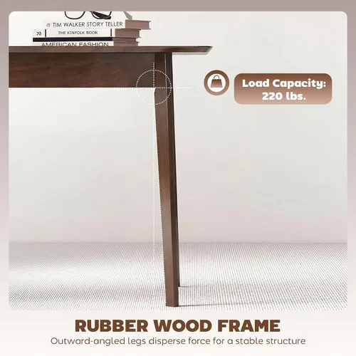 Miniatura 7 de HOMCOM Mesa de comedor moderna de mediados de siglo de 47 pulgadas para 4, mesa de cocina rectangular con acabado de grano de madera, patas cónicas