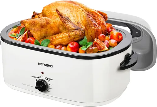 Miniatura 19 de Horno asador de 28 cuartos de galón, bandeja asadora eléctrica con tapa visible y de auto-rociado, horno asador eléctrico grande de acero inoxidable