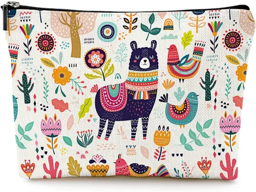 Miniatura 14 de Pequeña bolsa de maquillaje para monedero, bonita lona impermeable, bolsas de cosméticos para mujeres, con cremallera, bolsa de aseo de viaje
