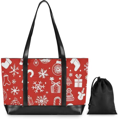 Miniatura 2 de Merry Christmas Icon Red Large Capacity laptop purse for women 14 with zipper large work bags for women for mom with diaper estuche para laptop 14