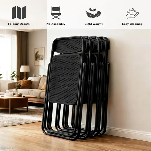 Miniatura 3 de Paquete de 2 sillas plegables de plástico, sillas plegables de plástico, sillas de fiesta portátiles para interiores y exteriores, asientos