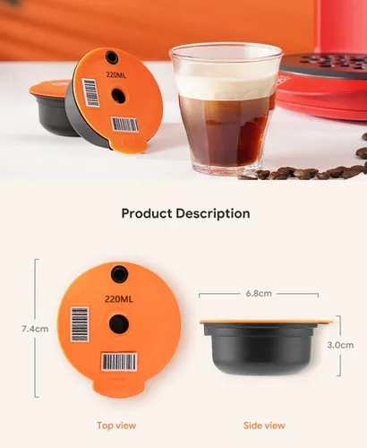 Miniatura 5 de Cápsulas de café recargables, cápsulas de café reutilizables de 7.4 fl oz para máquina de café Bosch Tas, cápsulas de café recargables con tapa