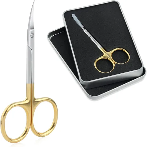 Miniatura 10 de Qunzhao Tijeras de cutícula para mujeres y hombres, curvadas de acero inoxidable con punta de aseo, cuchillas de manicura, uñas para piel seca (1)
