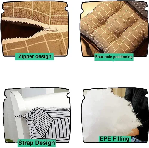 Miniatura 5 de Cojín para silla de respaldo alto, cojines y cojines de silla de alta calidad, cojín de respaldo y asiento con lazos para patio, jardín, oficina