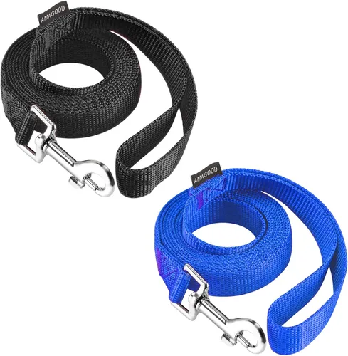 Miniatura 46 de AMAGOOD 6 pies de correas para cachorros/perros, correa de estilo tradicional resistente con gancho de cuello fácil de usar, correa para perros Negro