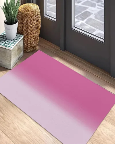 Miniatura 5 de Tapete para puerta delantera, antideslizante, absorbente, para entrada, para interiores y exteriores, tapete pequeño con patrón degradado rosa