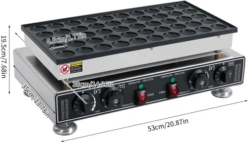 Miniatura 7 de 50pcs Mini máquina para hacer panqueques holandés comercial panqueques panqueques antiadherente Control de temperatura y tiempo 122-572℉ 1800W