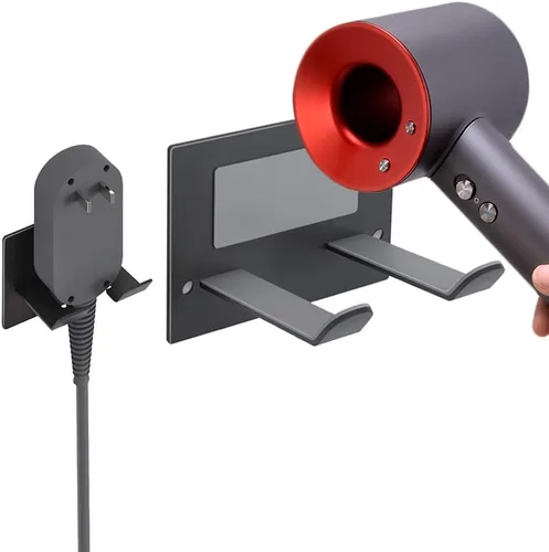 XIGOO Soporte Autoadhesivo para Secador de Pelo Montado en Pared - Organizador de Estante Adhesivo para Secador de Pelo de Baño Compatible con Negro