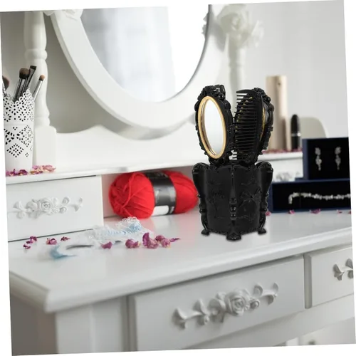 Miniatura 4 de WOONEKY Juego de cepillo de pelo negro vintage de 5 piezas con soporte de almacenamiento de peine