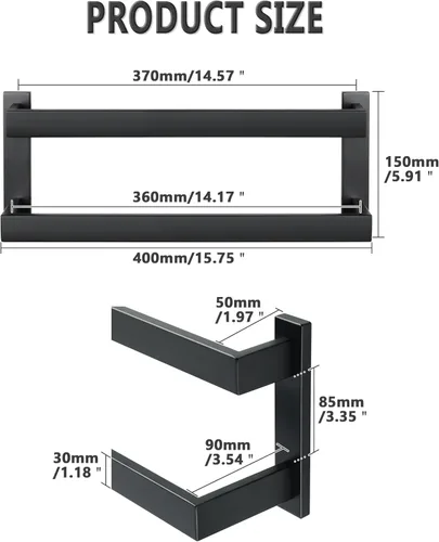 Miniatura 9 de Alise Barras de Toalla Dobles de 16 Pulgadas para Montaje en Pared de Baño, Toallero de Baño con Dobles Barras de Toalla para Lavabo de Baño, Barra