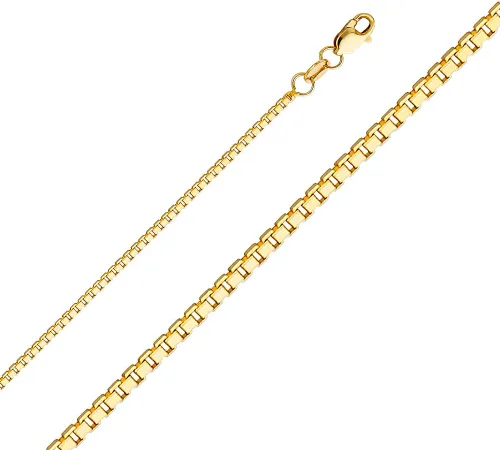 Miniatura 2 de Wellingsale Cadenas de caja de oro macizo de 14 quilates (opciones de selección)