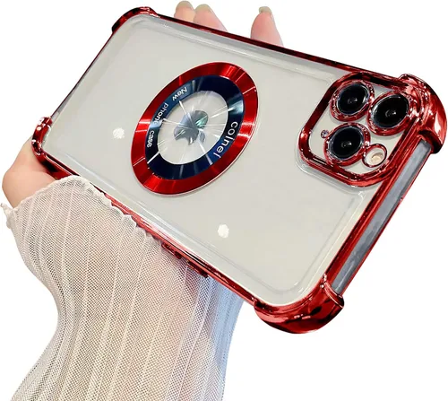Miniatura 57 de Funda magnética transparente para iPhone 14 Plus, lujo brillante en las cuatro esquinas, protección de grado militar a prueba de golpes