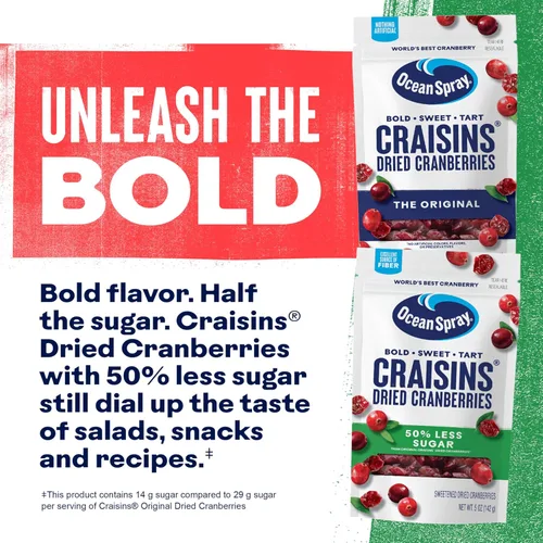 Miniatura 9 de Ocean Spray® Craisins®, arándanos secos con 50% menos azúcar, fruta deshidratada, bolsa de 5 onzas