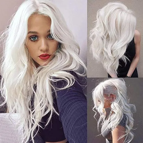 Miniatura 6 de Peluca larga y rizada ondulada, color negro y verde, peluca sintética natural con raya en medio para cosplay, pelucas de pelo para mujeres