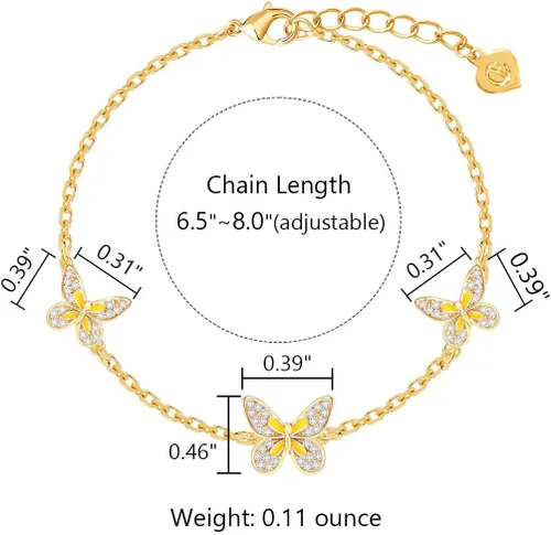 Miniatura 2 de Clufantric Pulsera de mariposa para mujeres y niñas, chapada en oro de 18 quilates con circonita cúbica, regalo de joyería para mujer, madre
