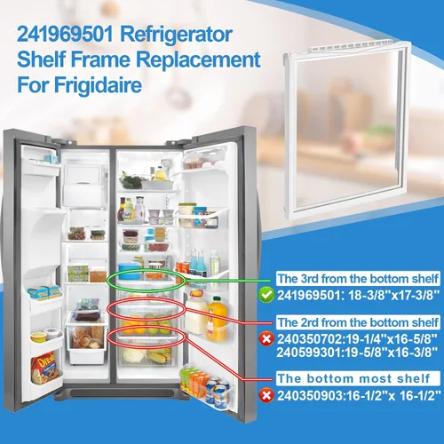 Miniatura 2 de Marco de Estante Mejorado 241969501 sin Vidrio Compatible con Refrigerador Piezas de Repuesto de Estante Frigidaire Repuesto de Estante Frigidaire