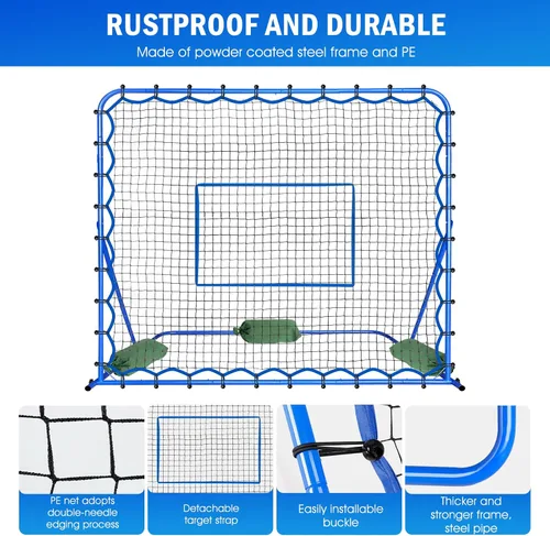 Miniatura 7 de Soccer Baseball Rebounder Net, Soccer Goal Net, Volleyball Softball Rebound Pitchback Net Quick-Switch Angle Training for Control, Passing Practice