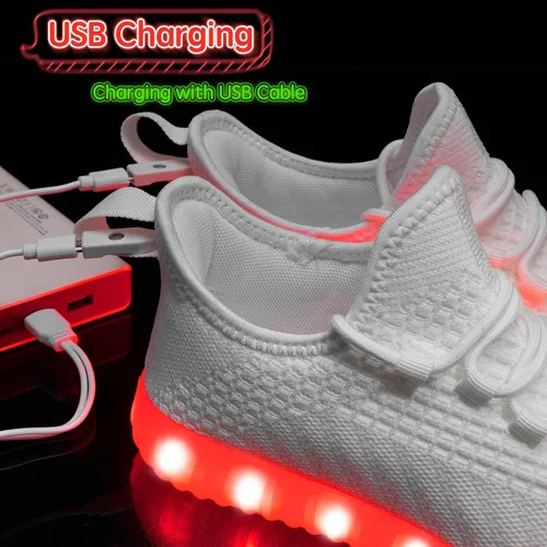 Miniatura 4 de Zapatos iluminados para mujeres y hombres, con carga USB, LED, para adultos, malla de Halloween, brillante, luminoso, entrenadores, bailando