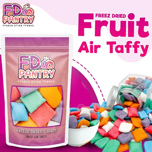 Miniatura 4 de Dulce Crujiente de Air Taffy Liofilizado - Variedad de Sabores de Frutas, 3.5 oz Fresa, Melón, Cereza, Frambuesa, Naranja, Uva, Misterio Snack