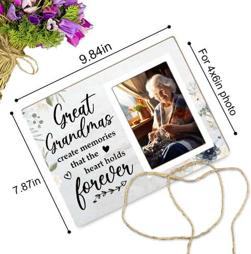 Miniatura 2 de Marco de fotos para la abuela – Crea recuerdos que el corazón guarda para siempre, marco de fotos de madera de 4 x 6 pulgadas, regalo de cumpleaños