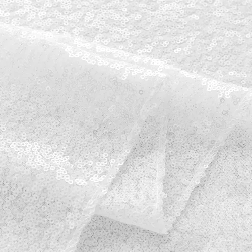 Miniatura 8 de Sugargirl - Cortina de fondo de lentejuelas blancas, 2 paneles de 2 pies x 8 pies, cortinas de fondo brillantes blancas, cortinas de purpurina