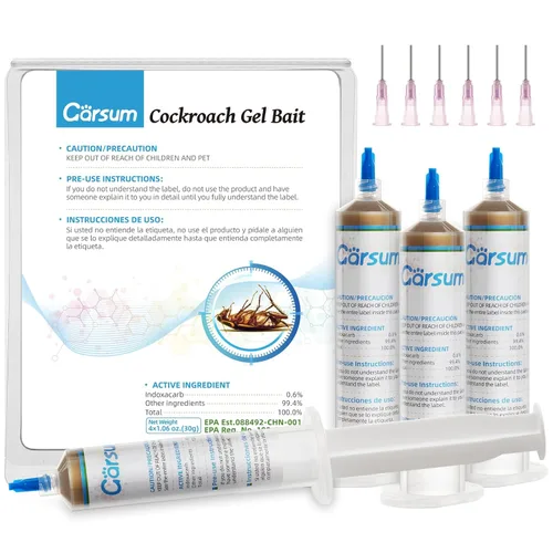 Garsum Cebo en Gel para Cucarachas 1 Caja (4 Tubos x 30 Gramos), Exterminador de Cucarachas para Infestación Interior del Hogar y Uso Exterior
