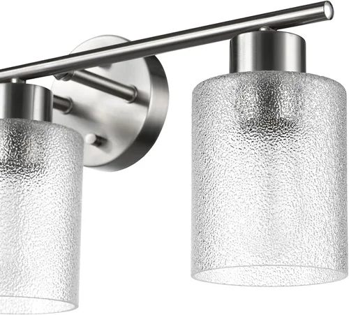 Miniatura 8 de GLOBE Electric 63000062 - Juego de baño todo en uno de 5 piezas, negro mate y latón, luz de tocador de 3 luces, vidrio sembrado, toallero, soporte