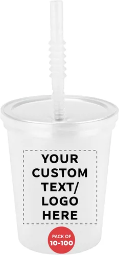 Miniatura 9 de DISCOUNT PROMOS Vasos de plástico personalizados para estadios, 16 onzas, juego de 100, paquete personalizado a granel, perfecto para cumpleaños