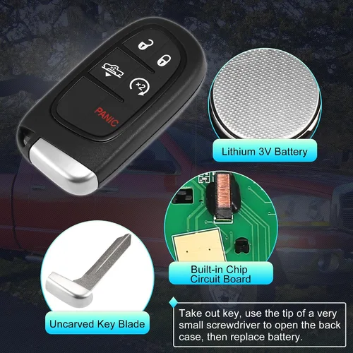 Miniatura 5 de X AUTOHAUX 433MHz GQ4-54T Reemplazo inteligente Proximit llave remota entrada sin llave alarma para Dodge para Ram 1500 2500 3500 2013-2019 camión