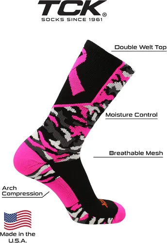 Miniatura 4 de TCK Woodland Camo Breast Cancer Awareness Crew Socks