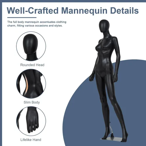 Miniatura 4 de kinbor Maniquí femenino de cuerpo completo – Cuerpo de maniquíes realistas de 70 pulgadas con brazos ajustables, piernas y cabeza giratoria
