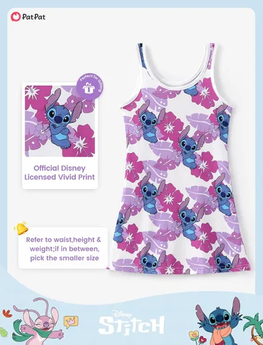 Miniatura 3 de Disney Stitch Princess Frozen Elsa Minnie Mouse - Vestido sin mangas para niñas, vestido acampanado para verano, playa, 2-9 años