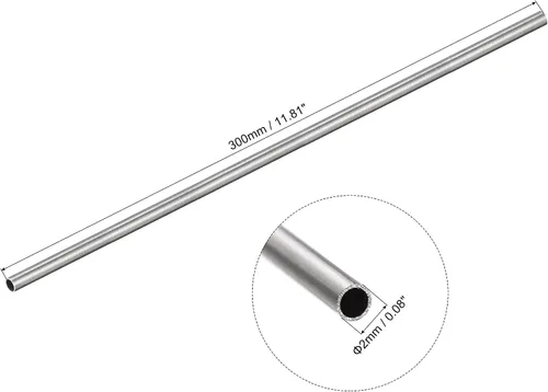 Miniatura 2 de uxcell Tubo redondo de acero inoxidable 304 0.079 in OD 0.008 in espesor de pared 11.811 in longitud 4 piezas