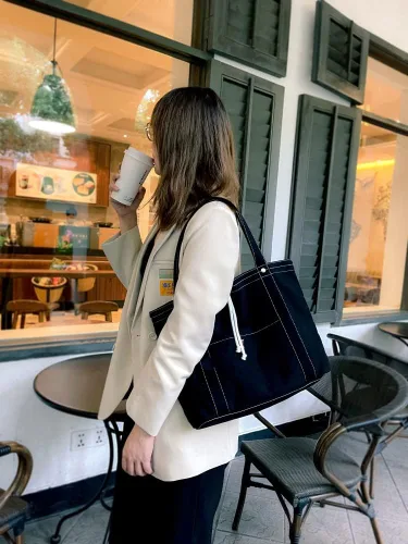 Miniatura 5 de Jeelow Bolso de mano de lona, bolso de hombro, bolsos cruzados, bolsillos dobles para hombres y mujeres