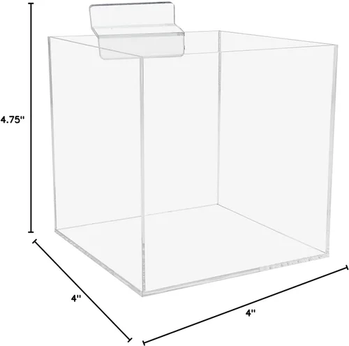 Miniatura 8 de Marketing Holders Slatwall - Organizador de almacenamiento de mercancías de acrílico transparente de 4 pulgadas, caja de volquete de productos a