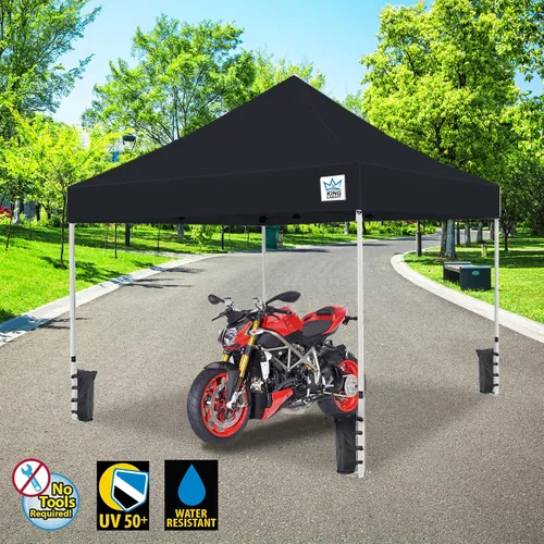 Miniatura 3 de King Canopy Toldo desplegable de 10 x 10 pulgadas, refugio instantáneo comercial con bolsas y estacas, color negro
