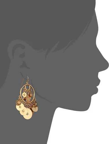 Miniatura 3 de Ben-Amun - Aretes colgantes vintage con moneda marroquí, joyería chapada en oro de 24 quilates