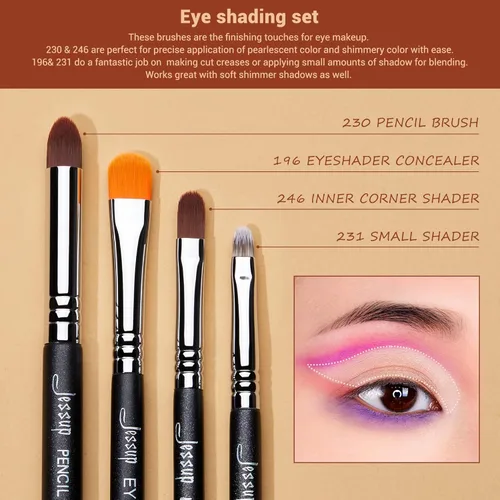 Miniatura 4 de Jessup Juego de brochas de sombra de ojos, 12 piezas, juego de brochas de maquillaje de ojos profesional prémium sintéticas, mezcla de sombra