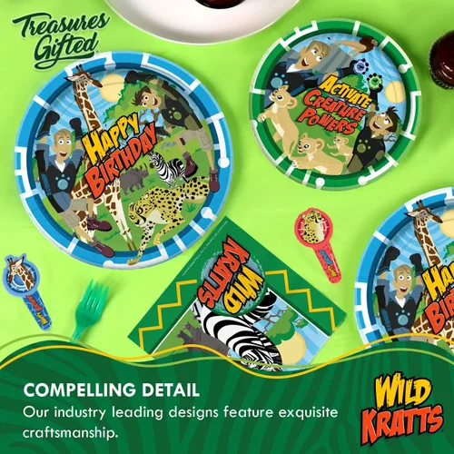 Miniatura 6 de Treasures Gifted Suministros para fiesta de cumpleaños de Wild Kratts con licencia oficial, paquete de 48 servilletas, suministros de fiesta de Wild