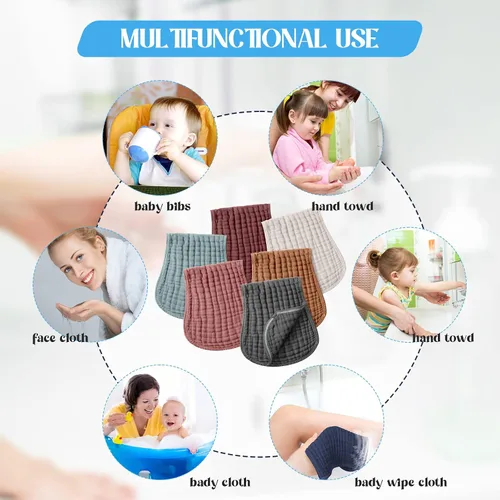 Miniatura 4 de Frienda Paquete de 6 paños de muselina para eructos de algodón, grandes, 20 x 9 pulgadas, extra absorbentes y suaves, para bebé, niño y niña, unisex