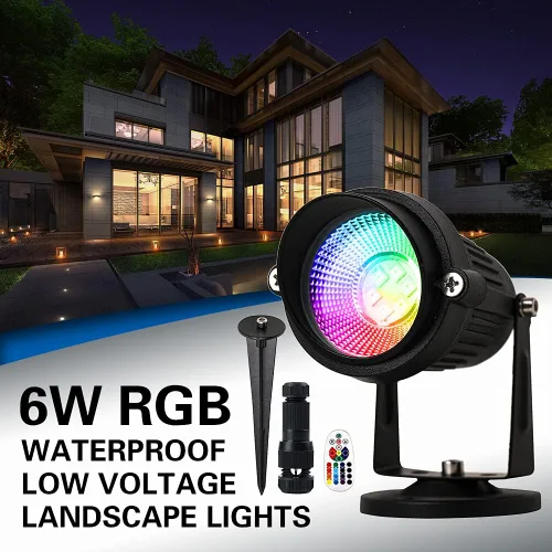 Miniatura 4 de Iluminación de paisaje RGB de 6 W de bajo voltaje, 16 luces de paisaje que cambian de color, foco de color al aire libre de 12V ~ 24V para jardín