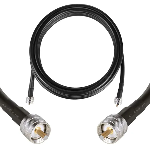 Cable coaxial CB de 15 pies, Cable coaxial KMR400, UHF PL259 macho a macho cables de antena CB de baja pérdida, 50 ohmios para radio HAM, analizador