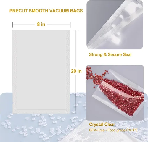 Miniatura 2 de MAGIC SEAL Bolsas selladoras al vacío de cámara, bolsas de cámara de vacío de 100 cuartos de galón de 8 x 12 pulgadas para almacenamiento